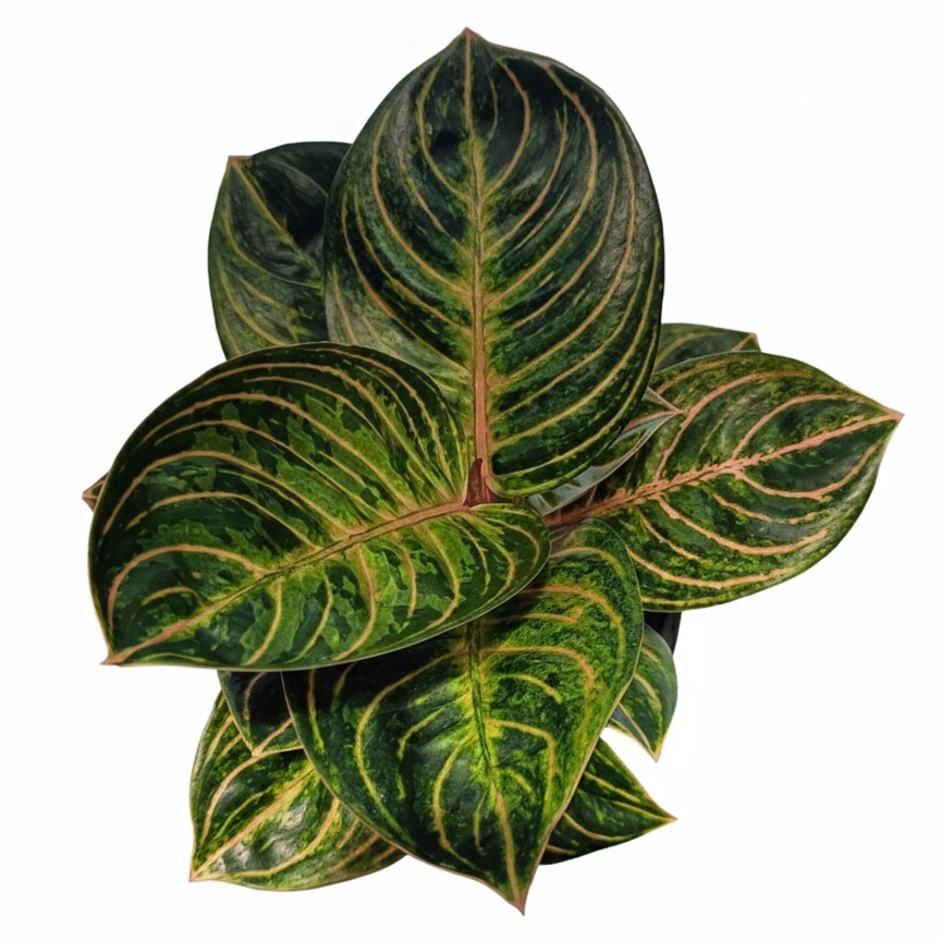Aglaonema Black Siam with dark green leaves and pink veins, grown at PKP Garden.